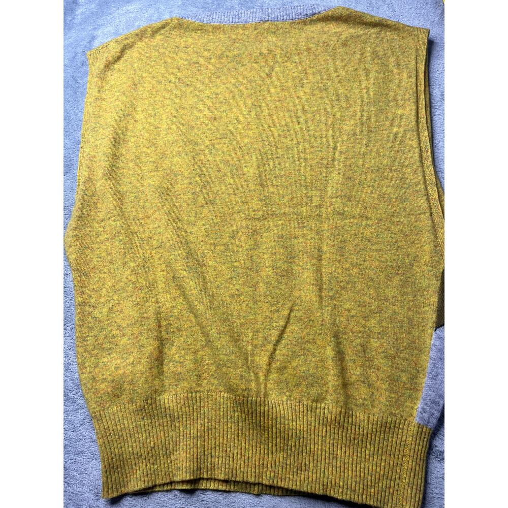 United Colors of Benetton Argyle Geometric Wool Blend Sweater Vest Yellow XS - Picture 3 of 8